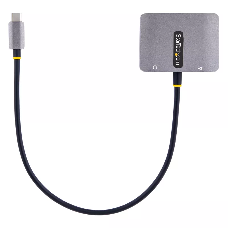 StarTech.com USB-C vaizdo adapteris, USB-C į HDMI VGA kelių prievadų adapteris, 3.5 mm garsas, 4K 60Hz HDR, 100W PD perdavimas, suderinamas su Thunderbolt 3/4 - USB-C kelioninis ekrano adapteris