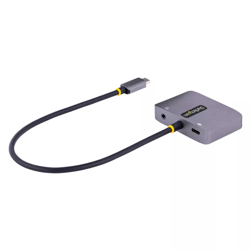 StarTech.com USB-C vaizdo adapteris, USB-C į HDMI VGA kelių prievadų adapteris, 3.5 mm garsas, 4K 60Hz HDR, 100W PD perdavimas, suderinamas su Thunderbolt 3/4 - USB-C kelioninis ekrano adapteris