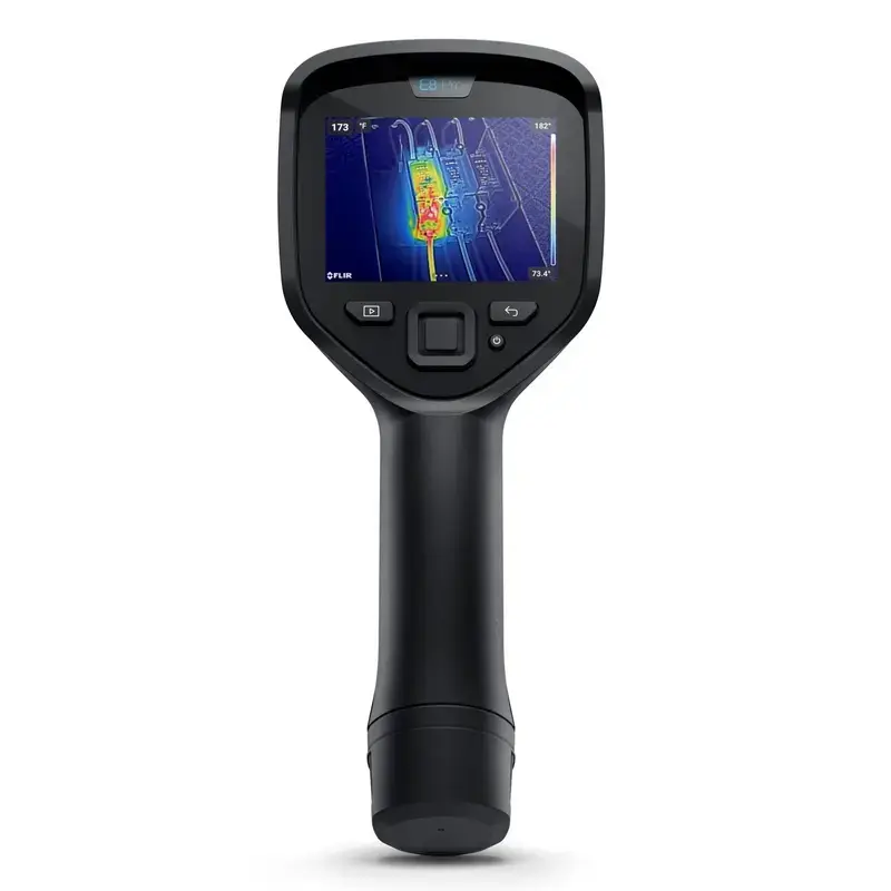 Termovizijos kamera Flir Systems E8-PRO — 320×240 px, NETD 40 mK, IFOV 1,8 mRad, 3,5 colių ekranas, metalinis korpusas, juoda