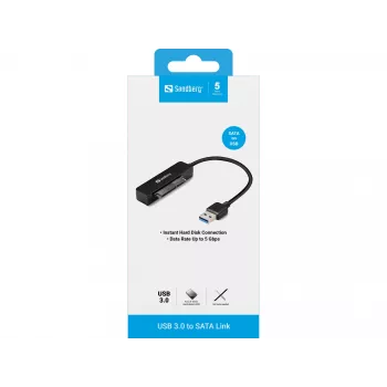 Sandberg USB 3.0 į SATA jungtis, juoda, 5 Gbit/s