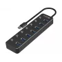 USB mazgas Sandberg 7 prievadai USB 3.0 juodas aliuminis
