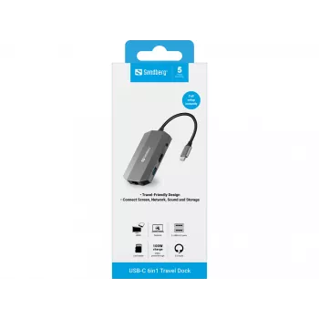 USB-C dokas Sandberg 6in1 Travel Dock
