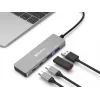 Sandberg USB-C į 2xUSB-A + 2xUSB-C šakotuvas pilkas aliuminis