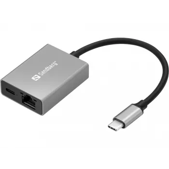 Sandberg USB-C Gigabit Adapter PD100W USB Type-C RJ-45 1 Gbit/s Pilka