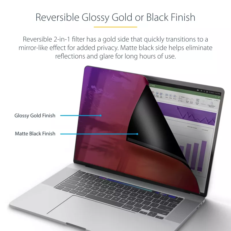 StarTech.com privatumo ekranas 16 colių MacBook Pro 21/23, auksinis filtras su sustiprinta privatumo apsauga, dvipusis ekrano apsauginis stiklas, +/- 30°