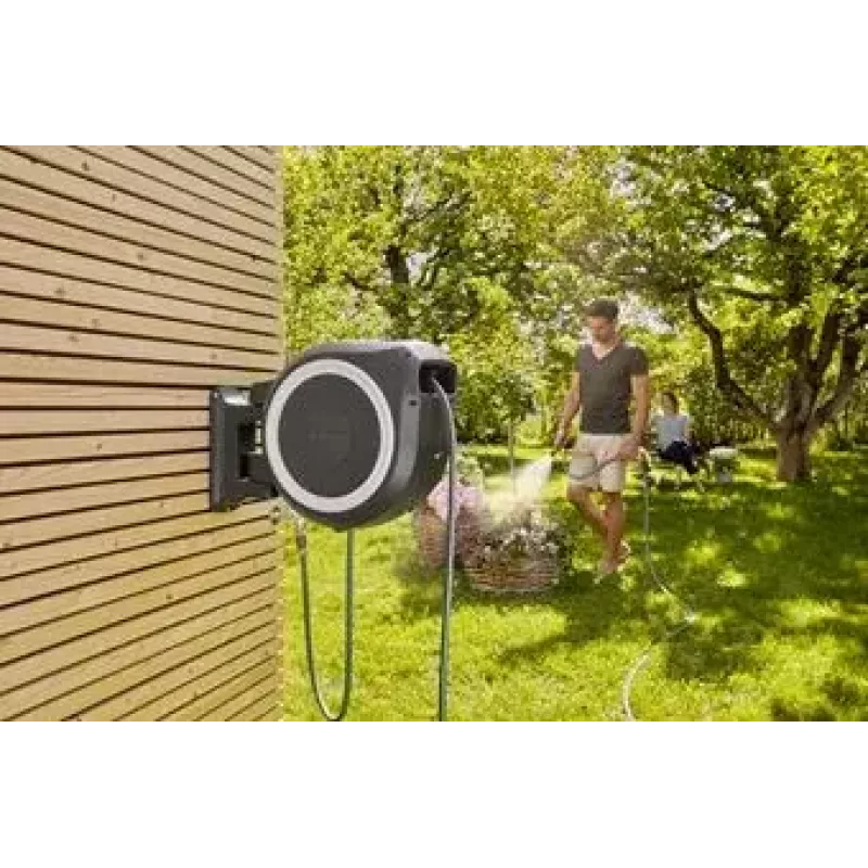 Sieninis žarnos rėlis Gardena RollUp Automatic juodai pilkas
