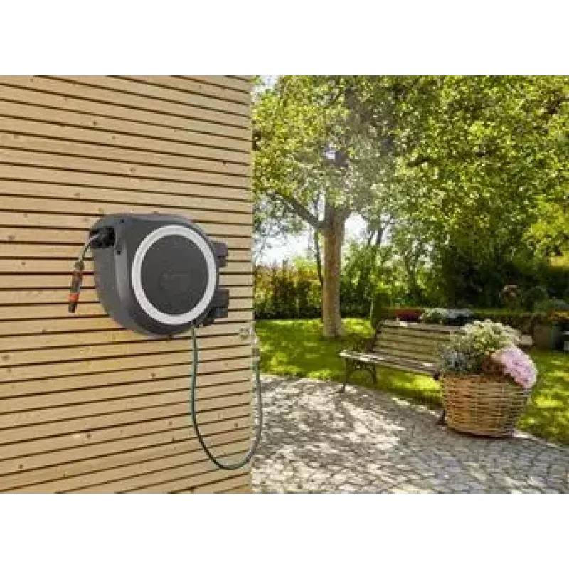 Sieninis žarnos rėlis Gardena RollUp Automatic juodai pilkas