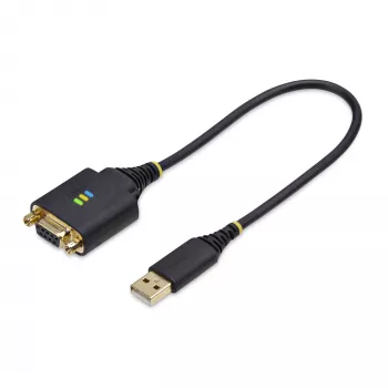 StarTech.com 1 pėdos (30 cm) USB į Null Modem Serial Adapterio kabelis, COM Retention, FTDI, USB-A į DB9 RS232, Keičiamos DB9 veržlės/varžtai, Windows/macOS/Linux