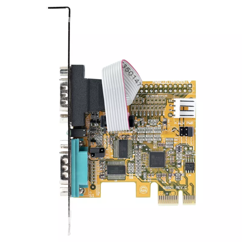 StarTech.com 2 prievadų PCI Express nuoseklioji kortelė, dviejų prievadų PCIe į RS232 (DB9) nuoseklioji kortelė, 16C1050 UART, standartiniai ir žemo profilio laikikliai, COM išlaikymas, skirta Windows ir Linux