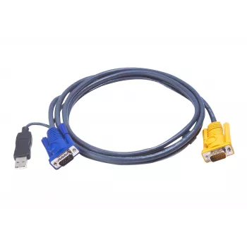 ATEN USB KVM laidas 3 m, VGA, juodas, HDB-15 + USB A, SPHD-15, vyriškas