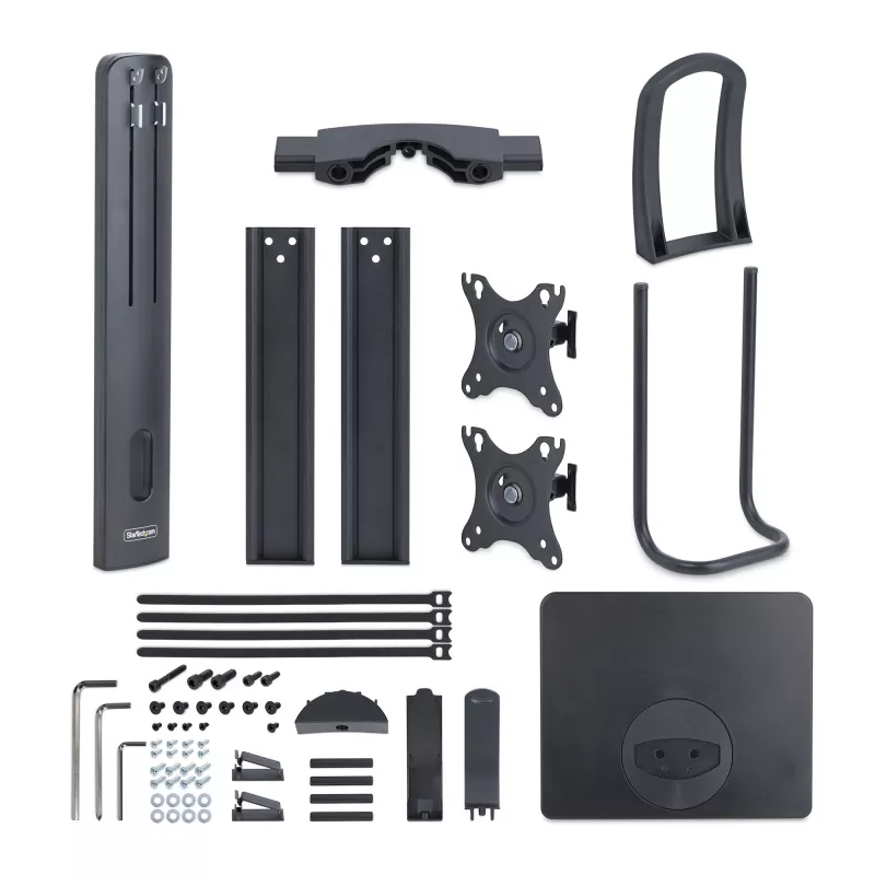 StarTech.com 2MC1S-MONITOR-STAND Crossbar stalinis stovas dviem monitoriams 17–27 colių, VESA, plastikas/aliuminis/plienas, juodos spalvos