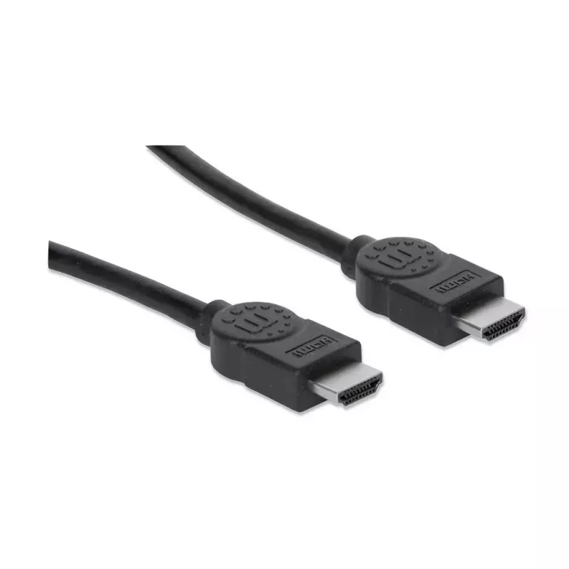 Manhattan HDMI kabelis, 1080p@60Hz (High Speed), 10m, Vyriškas į Vyrišką, Juodas, Visiškai Ekranuotas, Auksuoti Kontaktai, Viso Gyvenimo Garantija