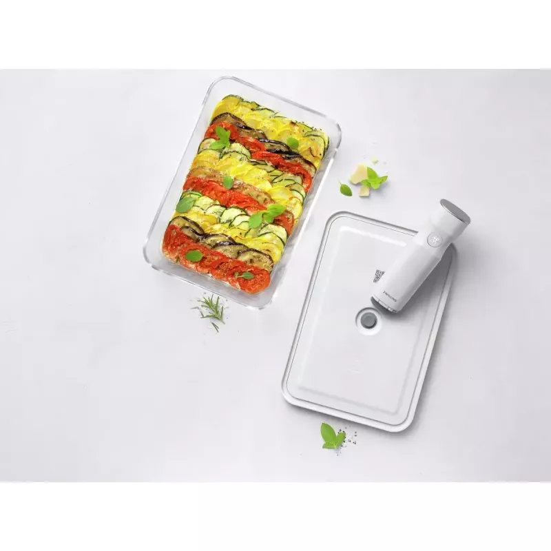 Stiklinis indas su dangteliu ZWILLING FRESH & SAVE stačiakampis 2,85 L, tinkamas mikrobangų krosnelei, nuimamas dangtelis