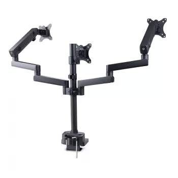 StarTech.com Trijų monitorių stalo laikiklis iki 27 colių ekranams, VESA 75x75/100x100, beįrankis reguliavimas, C spaustuvas / grometinis tvirtinimas, spyruoklinės rankos