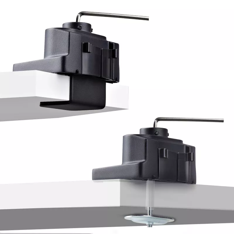 StarTech.com Trijų monitorių stalo laikiklis iki 27 colių ekranams, VESA 75x75/100x100, beįrankis reguliavimas, C spaustuvas / grometinis tvirtinimas, spyruoklinės rankos