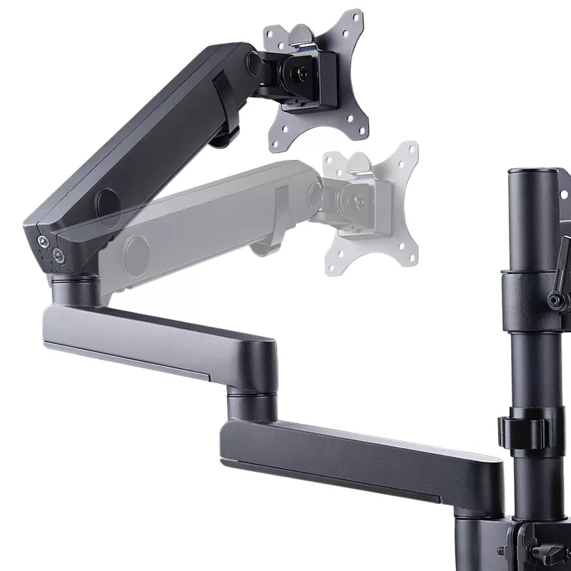 StarTech.com Trijų monitorių stalo laikiklis iki 27 colių ekranams, VESA 75x75/100x100, beįrankis reguliavimas, C spaustuvas / grometinis tvirtinimas, spyruoklinės rankos