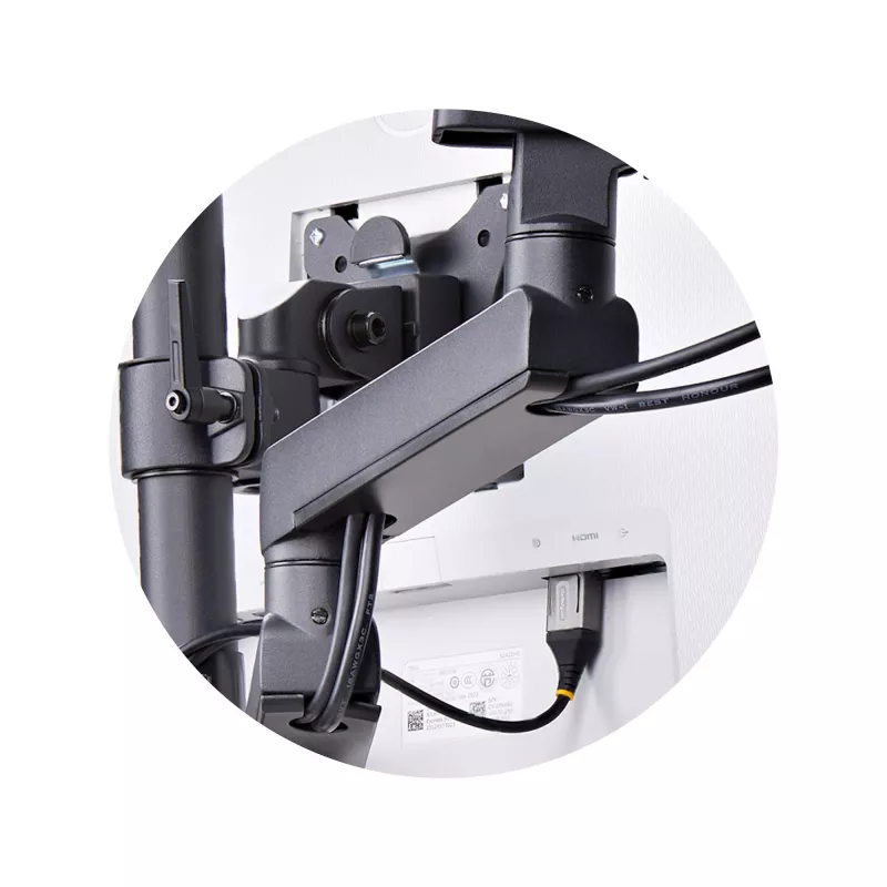 StarTech.com Trijų monitorių stalo laikiklis iki 27 colių ekranams, VESA 75x75/100x100, beįrankis reguliavimas, C spaustuvas / grometinis tvirtinimas, spyruoklinės rankos
