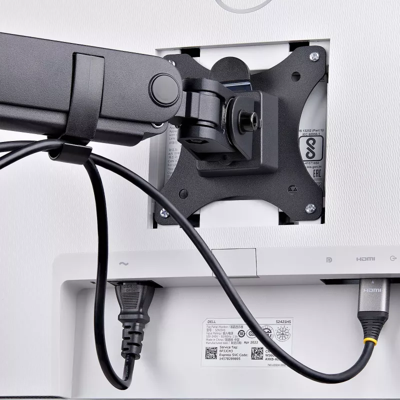StarTech.com Trijų monitorių stalo laikiklis iki 27 colių ekranams, VESA 75x75/100x100, beįrankis reguliavimas, C spaustuvas / grometinis tvirtinimas, spyruoklinės rankos