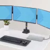 StarTech.com Trijų monitorių stalo laikiklis iki 27 colių ekranams, VESA 75x75/100x100, beįrankis reguliavimas, C spaustuvas / grometinis tvirtinimas, spyruoklinės rankos