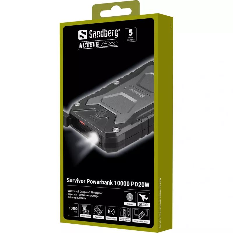 Nešiojamas maitinimo bankas Sandberg Survivor 10000 PD20W, 10000 mAh