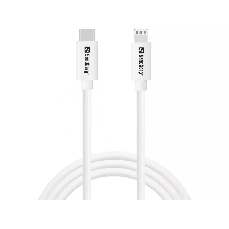 Sandberg 441-57 20W USB-C PD sieninis įkroviklis su integruotu Lightning 1M kabeliu, baltas
