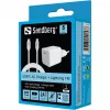 Sandberg 441-57 20W USB-C PD sieninis įkroviklis su integruotu Lightning 1M kabeliu, baltas