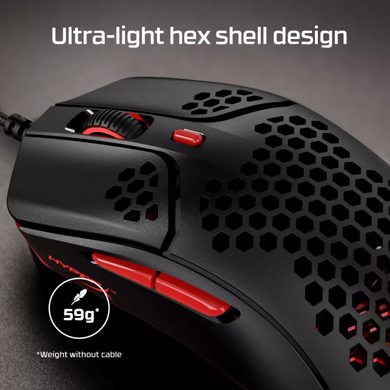 HyperX Pulsefire Haste – žaidimų pelė (juoda-raudona)