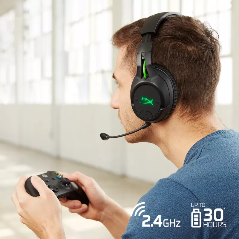HyperX CloudX Flight – Belaidės žaidimų ausinės (Juoda-Žalia) – Xbox