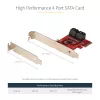 StarTech.com SATA PCIe kortelė – 4 prievadų PCIe SATA plėtimosi kortelė – 6Gbps – žemo profilio laikiklis – sukrauti SATA lizdai – ASM1164 be RAID – PCI Express į SATA keitiklis