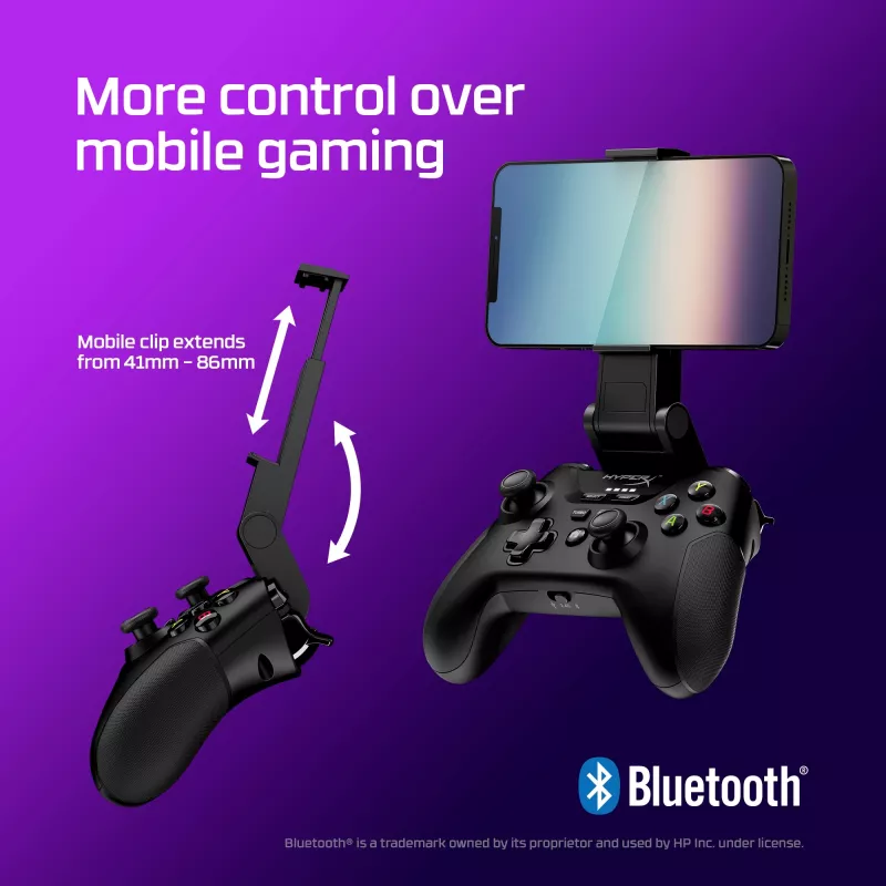 HyperX Clutch – belaidis žaidimų valdiklis (juodas), mobiliesiems ir PC