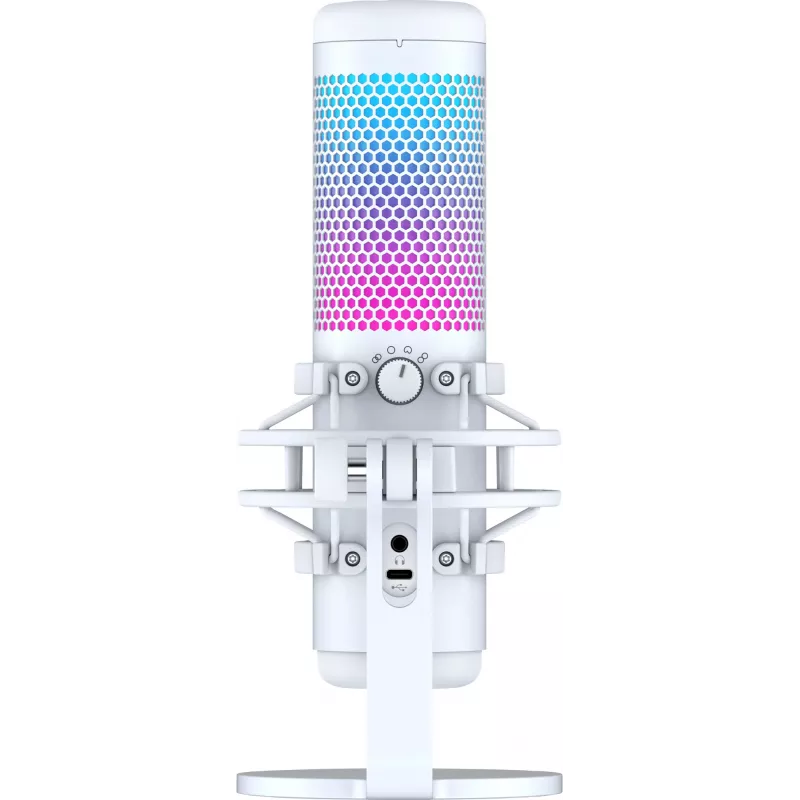 HyperX QuadCast S USB mikrofonas (balta-pilka) su RGB apšvietimu
