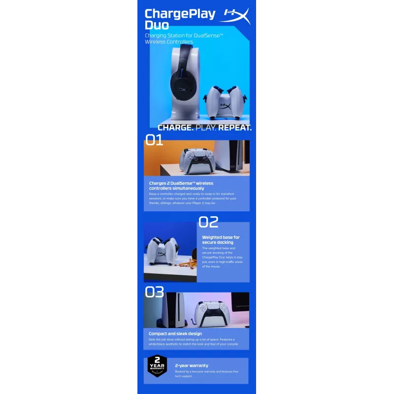 HyperX ChargePlay Duo – Įkrovimo stotelė PS5 valdikliams