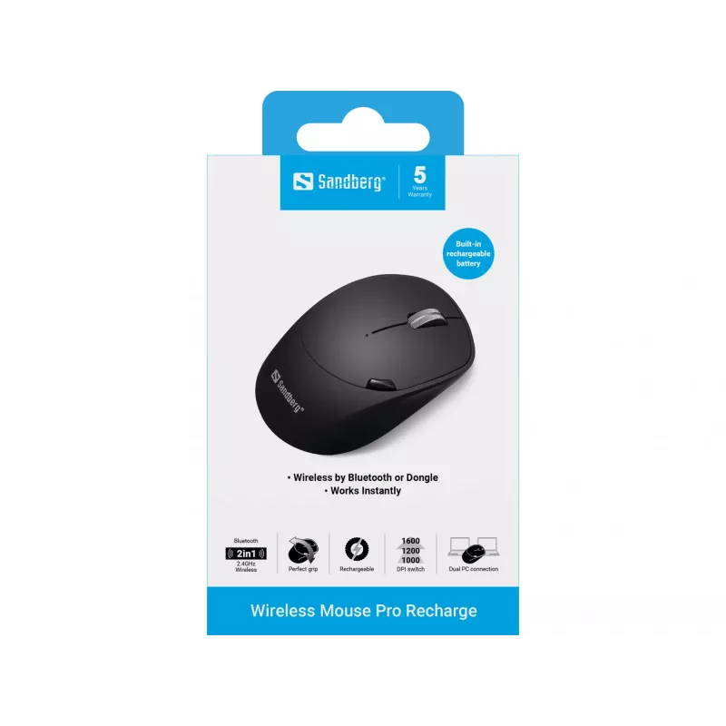 Sandberg Wireless Mouse Pro Recharge RF belaidis + Bluetooth