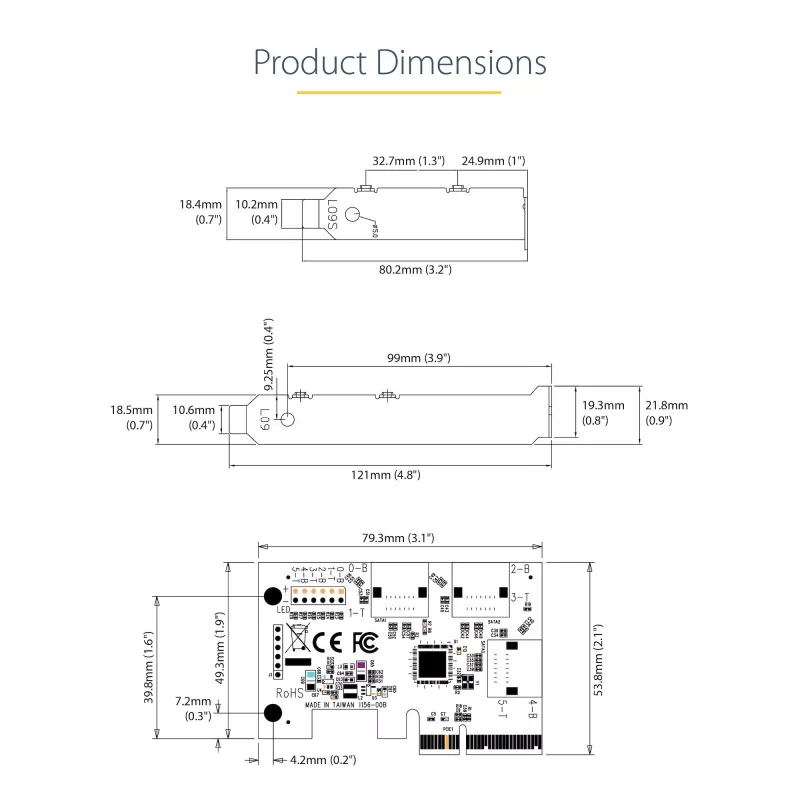 „StarTech.com“ 6 prievadų PCIe SATA III 6Gbps plėtimosi kortelė – ASM1166, ne RAID, žemo/profilio