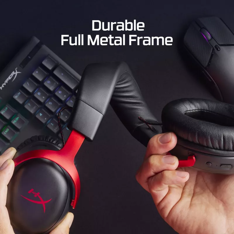 HyperX Cloud III Wireless – Belaidis žaidimų ausinės, juodos/raudonos