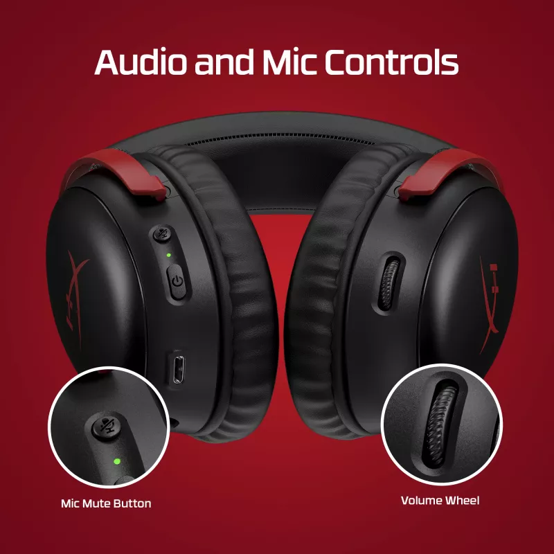 HyperX Cloud III Wireless – Belaidis žaidimų ausinės, juodos/raudonos