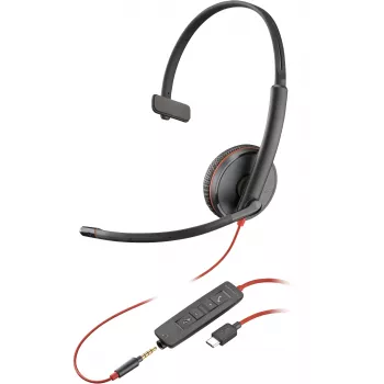 HP Poly Blackwire C3215 Monofoninė ausinė su dėklu (Bulk), laidinė, biurui/skambučių centrui, 87 g, juoda