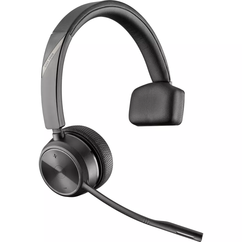 HP Poly Savi 7210 Office juodos belaidės DECT ausinės ant ausų, aktyviai slopinančios triukšmą