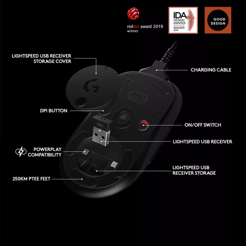 Pelytė Logitech G PRO Wireless RF Wireless žaidimams