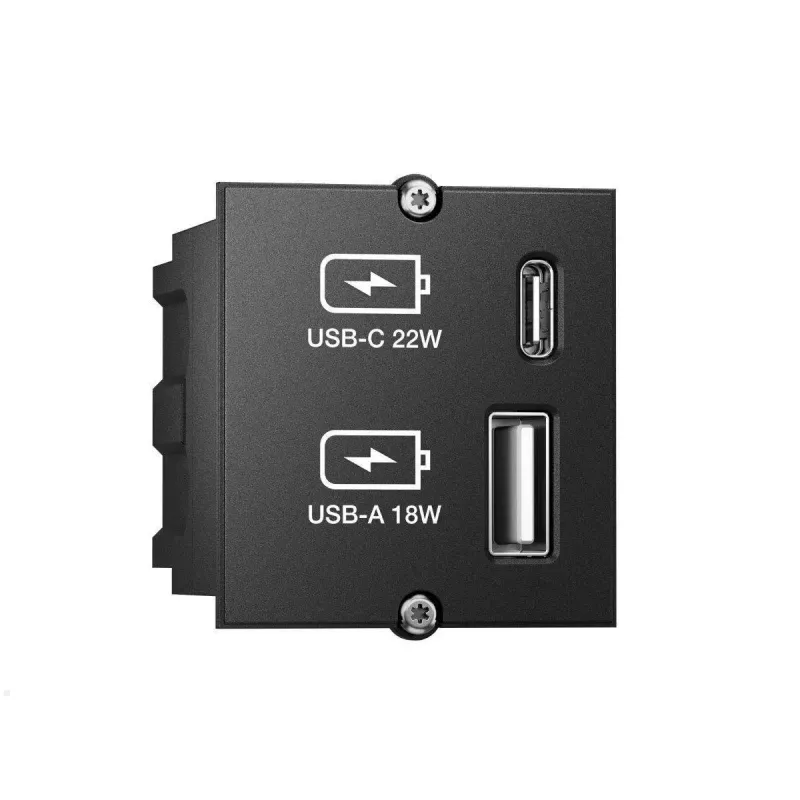 Kištukinis lizdas su USB A ir USB C Bachmann 917.227 Juoda IP20 250V