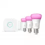 Philips Hue White and Colour Ambience komplektas – 3× E27 11W lemputės, Bluetooth/Zigbee, reguliatorius