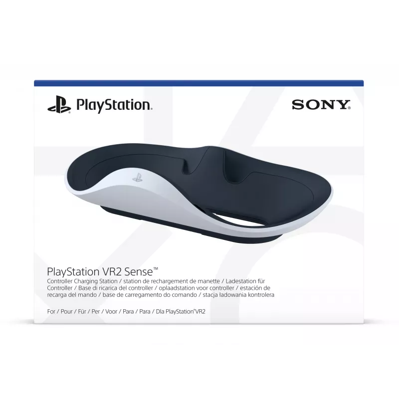 Įkrovimo stotelė Sony 9480693 žaidimų pultui – PlayStation 5, 5,1V/2,8A, juoda/balta, 241×136×58 mm