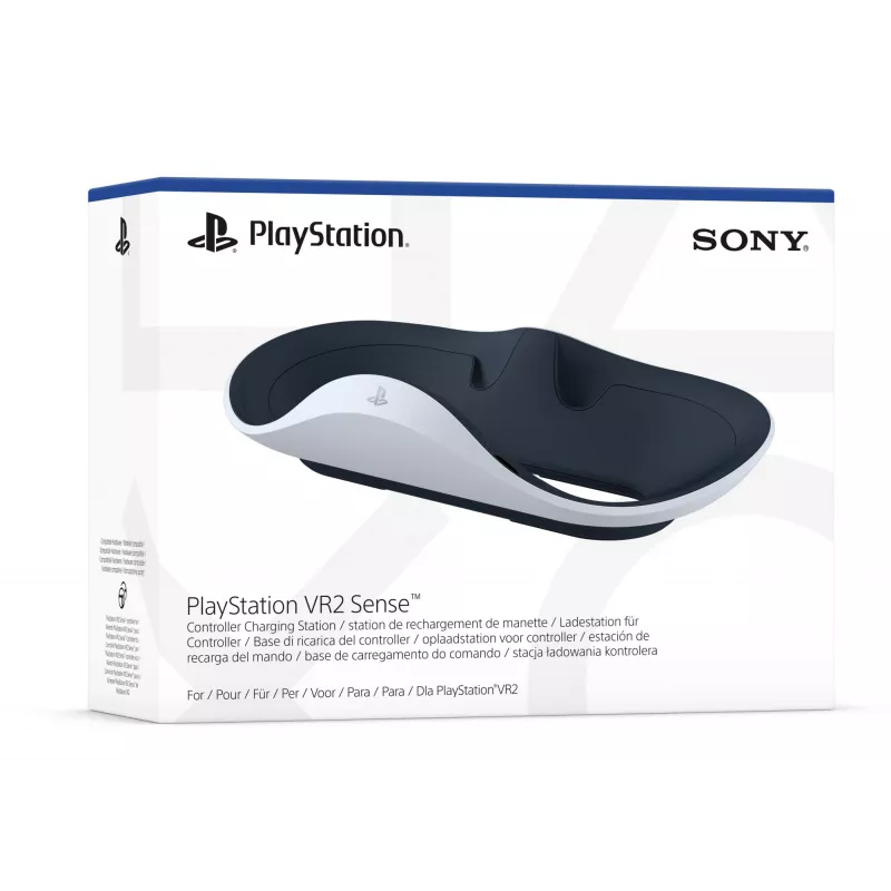 Įkrovimo stotelė Sony 9480693 žaidimų pultui – PlayStation 5, 5,1V/2,8A, juoda/balta, 241×136×58 mm