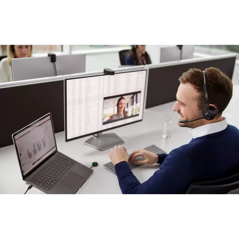 Jabra Engage 55 MS Stereo belaidė ausinė ant galvos, biurui / skambučių centrui, USB Type-A, juoda