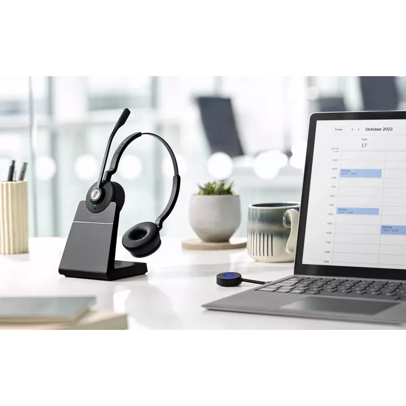 Jabra Engage 55 MS Stereo belaidė ausinė ant galvos, biurui / skambučių centrui, USB Type-A, juoda