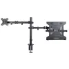 StarTech.com A2-LAPTOP-DESK-MOUNT reguliuojamas monitoriaus laikiklis su VESA nešiojamojo kompiuterio padėklu, kompiuteriui iki 4,5 kg (9,9 lb) ir vienam ekranui, tvirtinimas gnybtu arba per stalo angą, plienas / plastikas, juodas