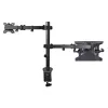 StarTech.com A2-LAPTOP-DESK-MOUNT reguliuojamas monitoriaus laikiklis su VESA nešiojamojo kompiuterio padėklu, kompiuteriui iki 4,5 kg (9,9 lb) ir vienam ekranui, tvirtinimas gnybtu arba per stalo angą, plienas / plastikas, juodas