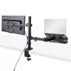 StarTech.com A2-LAPTOP-DESK-MOUNT reguliuojamas monitoriaus laikiklis su VESA nešiojamojo kompiuterio padėklu, kompiuteriui iki 4,5 kg (9,9 lb) ir vienam ekranui, tvirtinimas gnybtu arba per stalo angą, plienas / plastikas, juodas