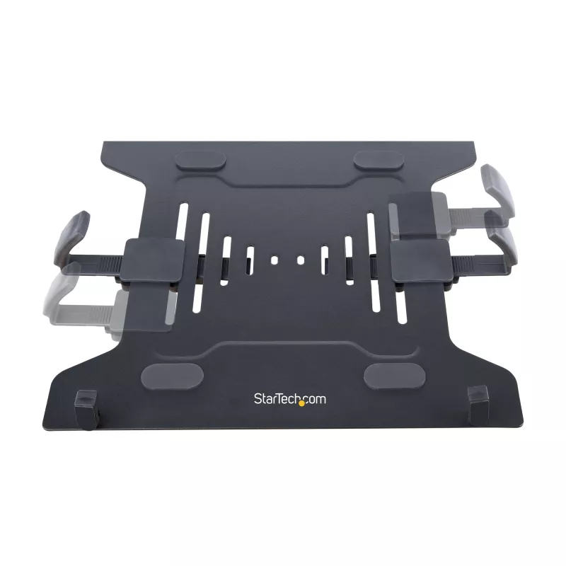 StarTech.com A2-LAPTOP-DESK-MOUNT reguliuojamas monitoriaus laikiklis su VESA nešiojamojo kompiuterio padėklu, kompiuteriui iki 4,5 kg (9,9 lb) ir vienam ekranui, tvirtinimas gnybtu arba per stalo angą, plienas / plastikas, juodas