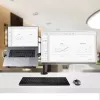 StarTech.com A2-LAPTOP-DESK-MOUNT reguliuojamas monitoriaus laikiklis su VESA nešiojamojo kompiuterio padėklu, kompiuteriui iki 4,5 kg (9,9 lb) ir vienam ekranui, tvirtinimas gnybtu arba per stalo angą, plienas / plastikas, juodas